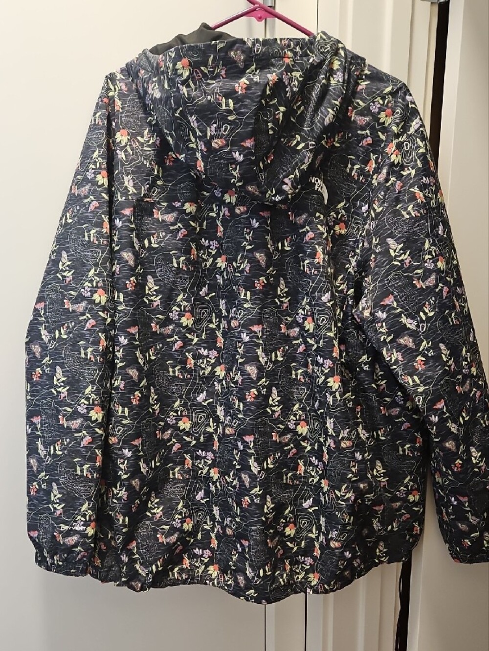 The North Face Womens Navy Floral Hooded Rain Jacket - Picture 3 of 4